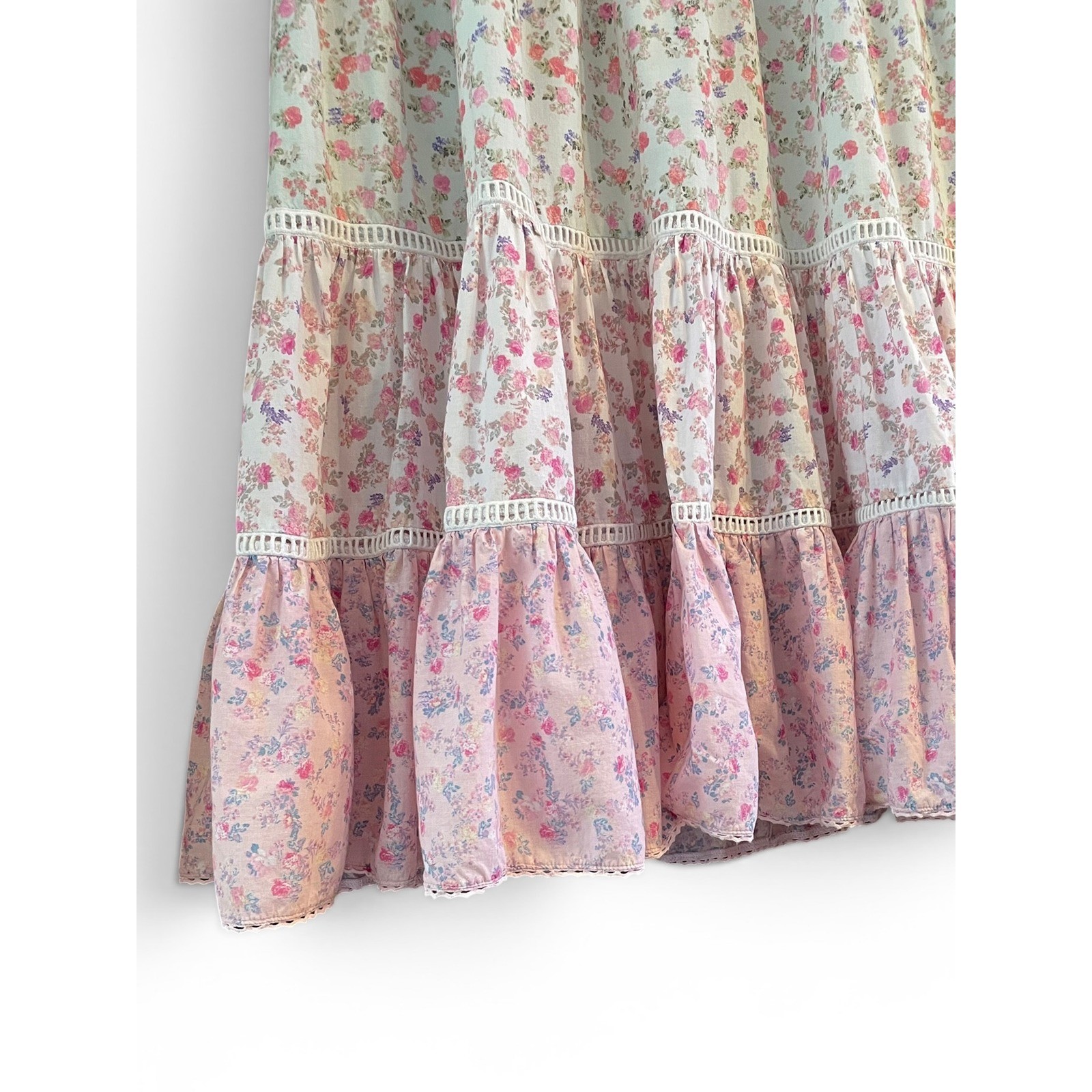 LoveShackFancy x Target Camille Pink Floral Tiered Babydoll Midi Dress S Pockets
