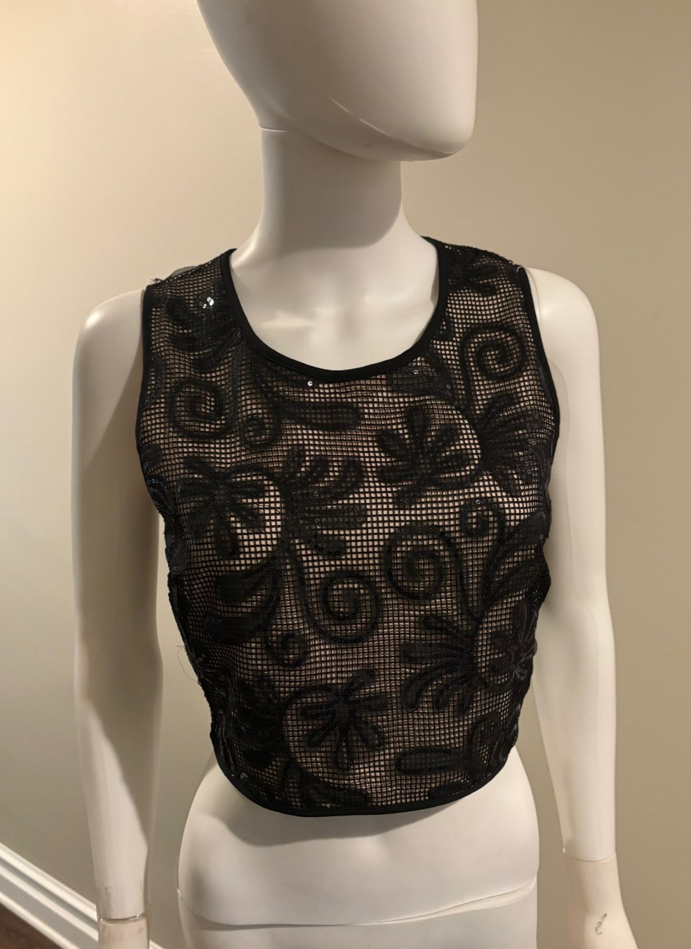 Sienna Sky Black Lace Crop Top Medium