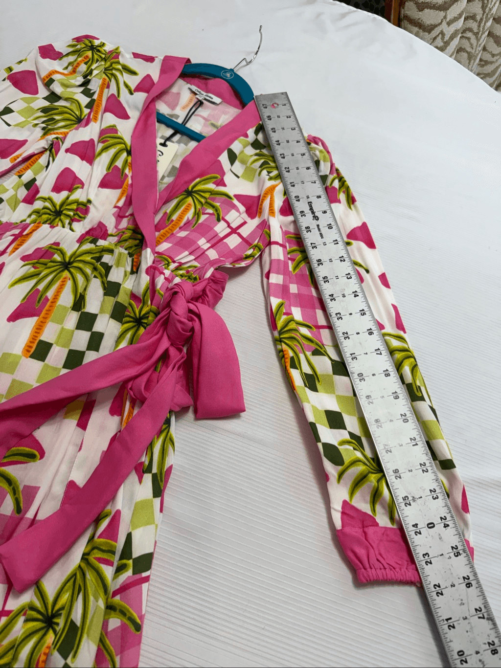 NWT Celina Moon Lomg Sleeve Palm Print Wrap Mini Dress Size XS New