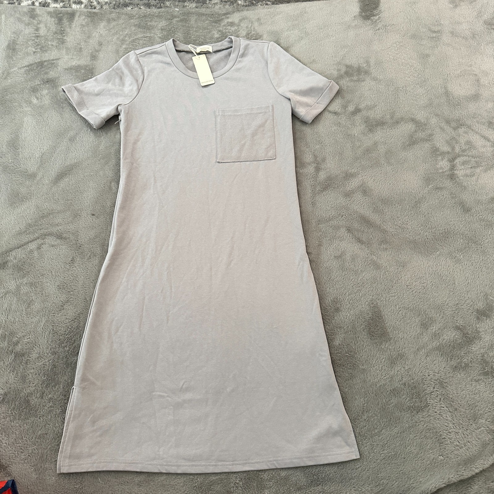 NWT Roolee Jersey Knit Shift Midi Dress Women’s SMALL Short Sleeve