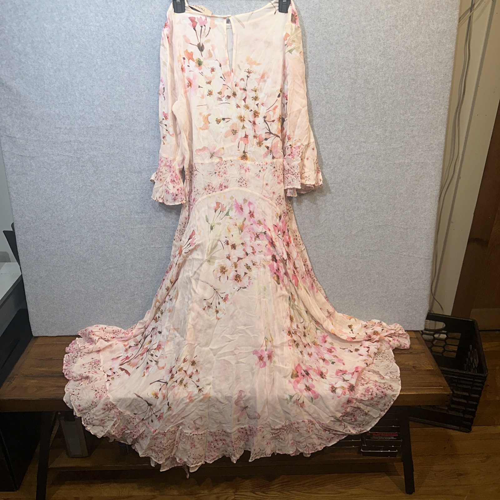 TWINSET Maxi Flare Dress Floral Made in Italy See Pics For Measurements,flaw