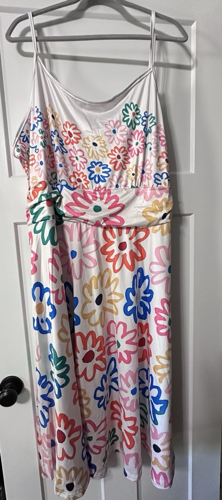 Stretchy Colorful Flower Spaghetti Strap Dress