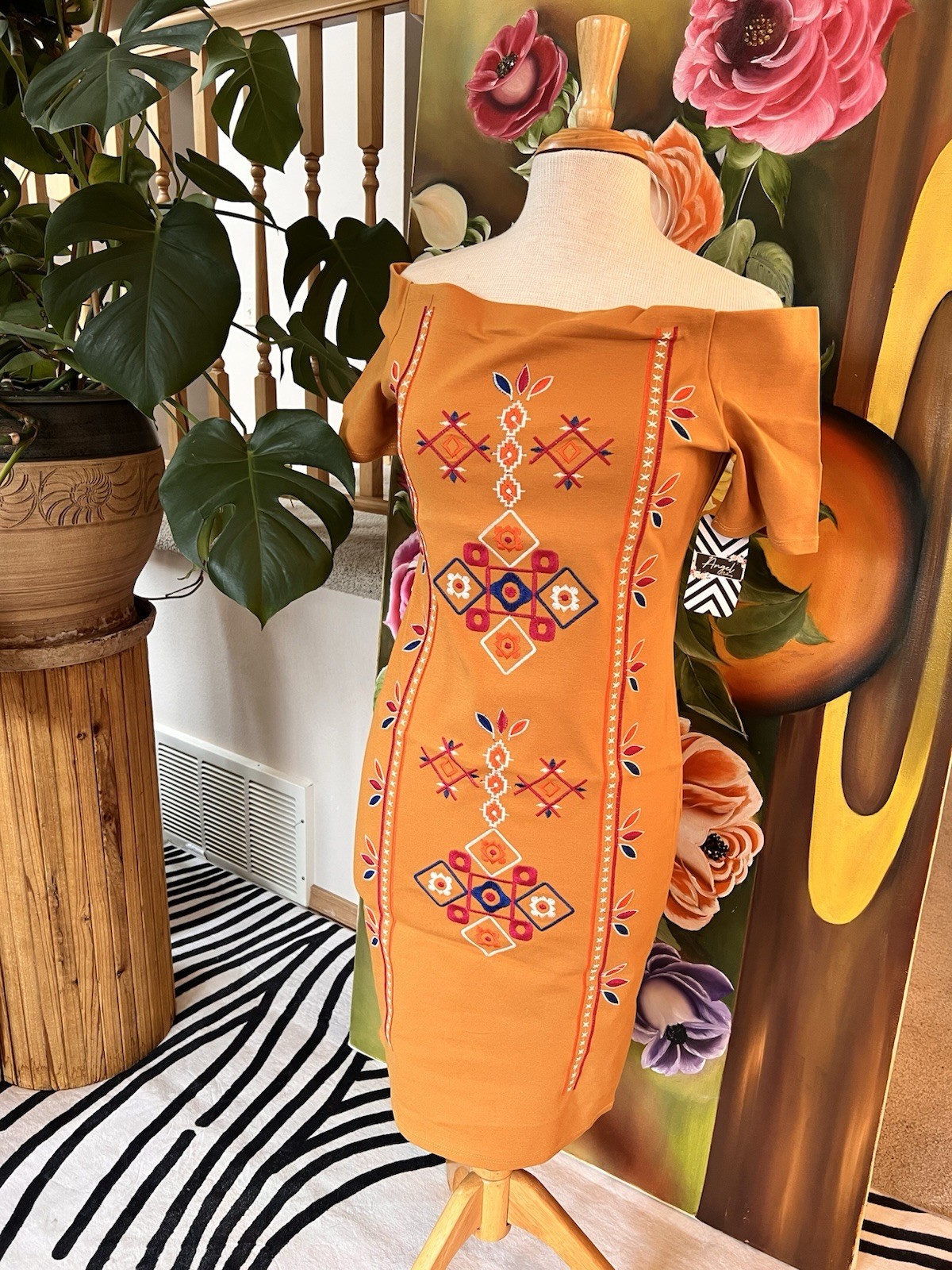 Women’s Mexican Embroidered Off Shoulder Dress XL NWT Made in Mexico