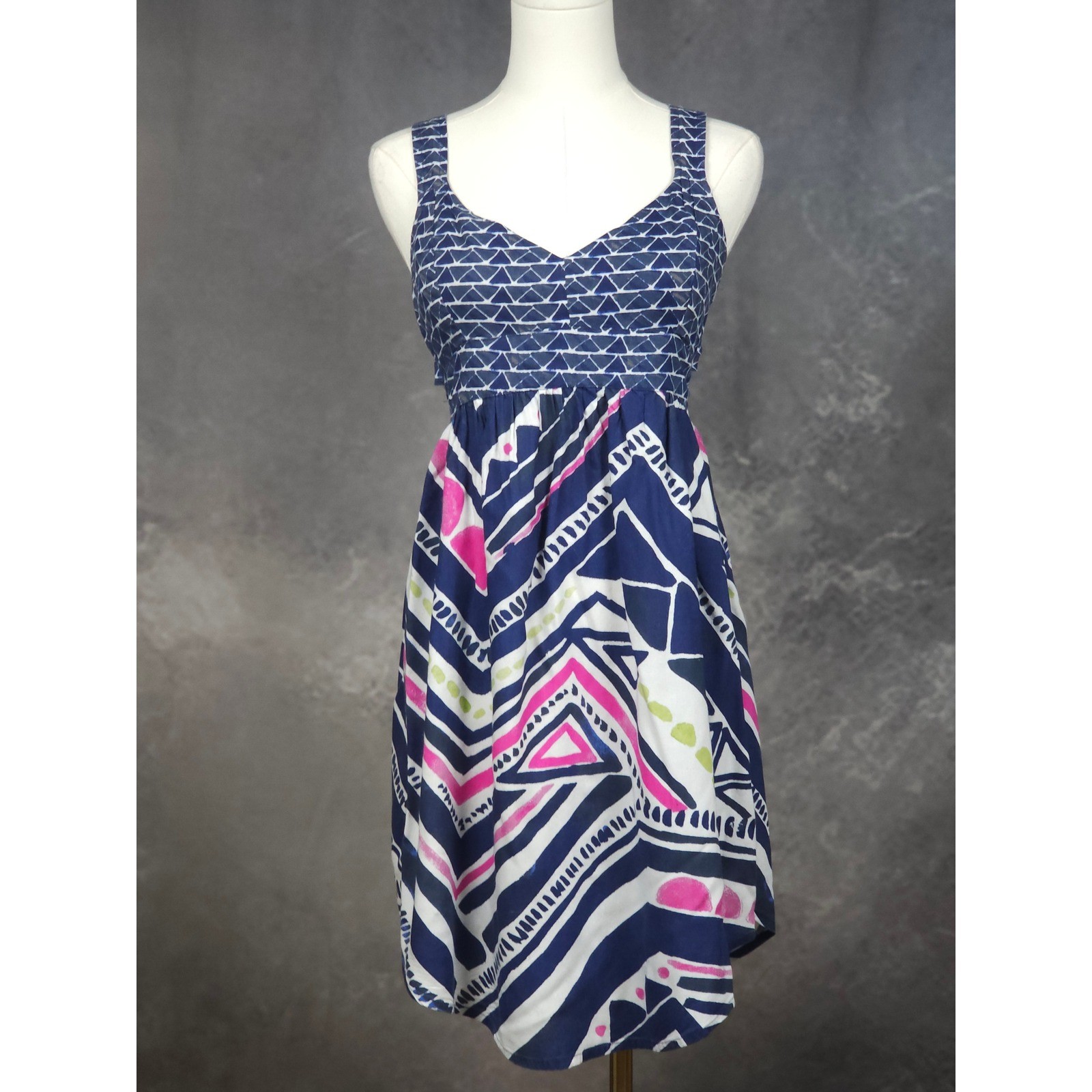 Roxy Geometric Cutout Back Mini Dress Y2K Inspired Surfcore Boho Festival M