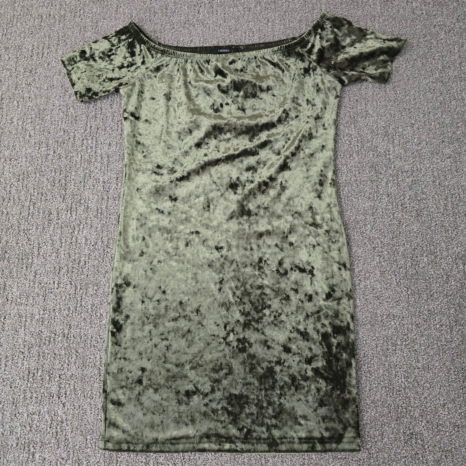 Crushed Velvet Off Shoulder Bodycon Dress Fairycore Grunge Party Green L NWT