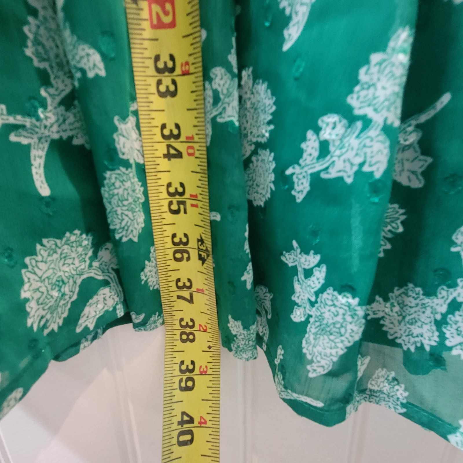 Ryan Michelle Green Midi Floral Peasant Dress, Tiered, Boho, Cottagecore Small