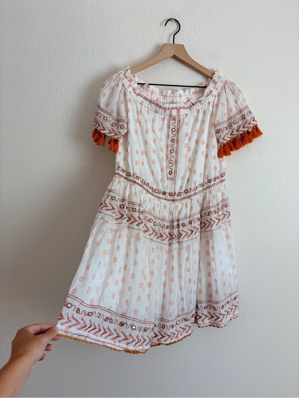 Mer St. Barth Coastal Fringe Mirrored Boho Embroidered Tassel Dress