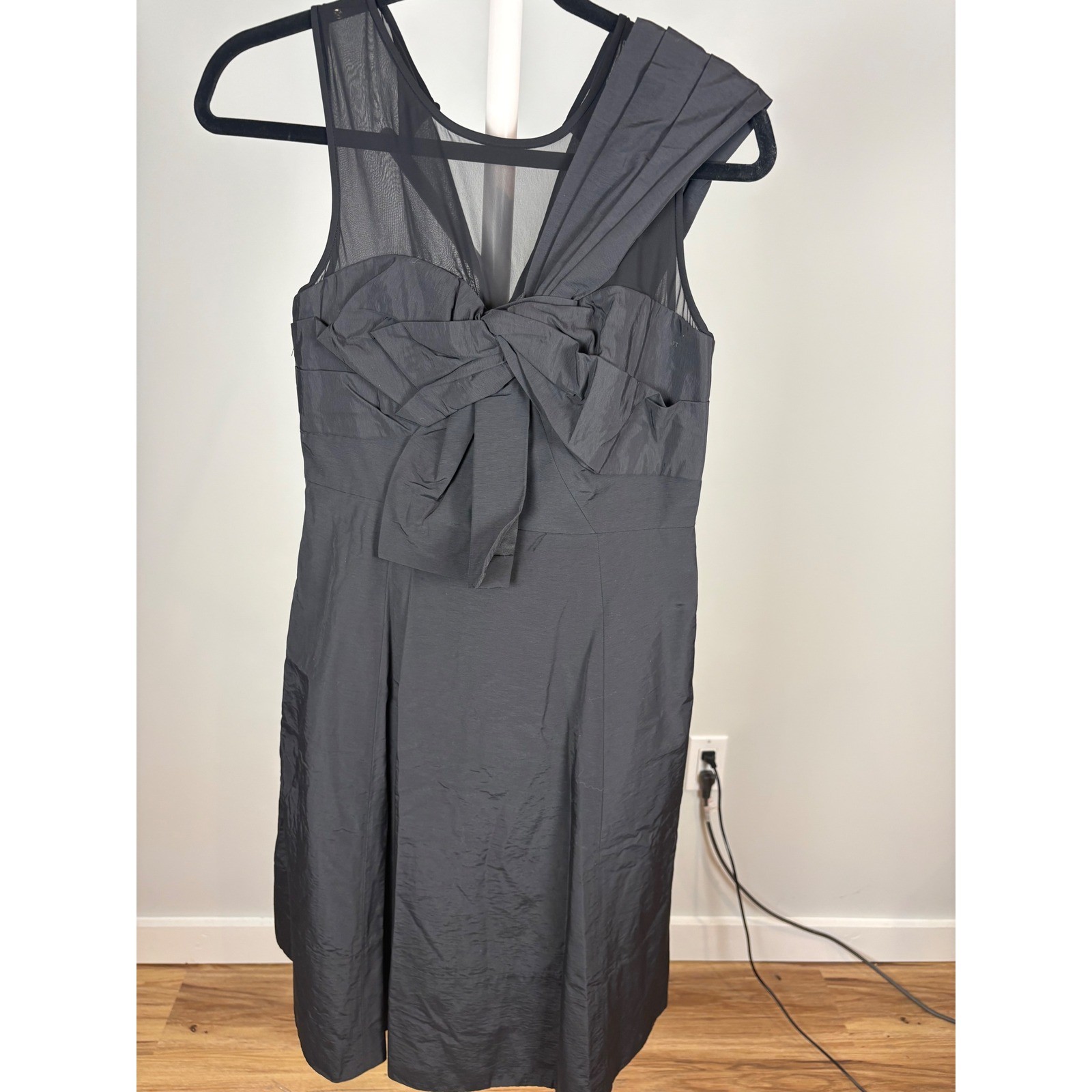 Kate Spade New York Black Bow Mesh Yoke Cocktail Dress Size 2 Sleeveless Party