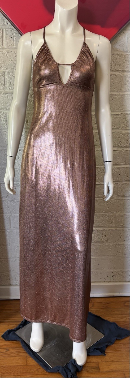 Savage X Fenty Bronze CHAIN REACTION MAXI SLIP Dress Sz M $109 Chainmail Look