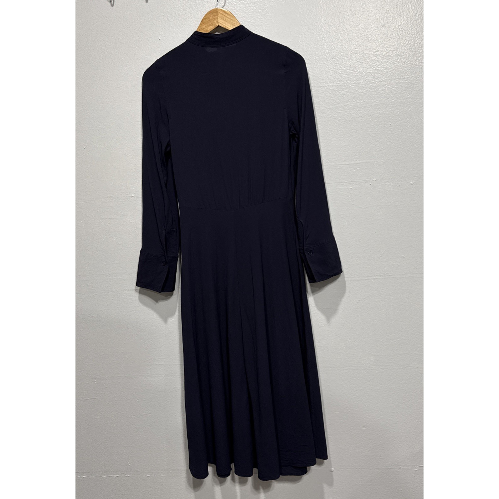 Arket Womens Modest Maxi Dress EU 34, US 4 Long Sleeves A-Line Band Collar Blue