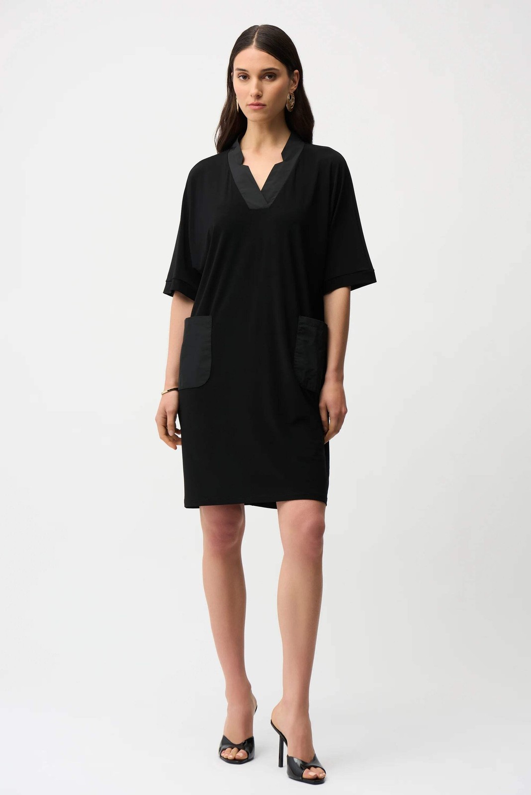 Joseph Ribkoff Notched V-Neck Half Sleeve Shift Dress 261010