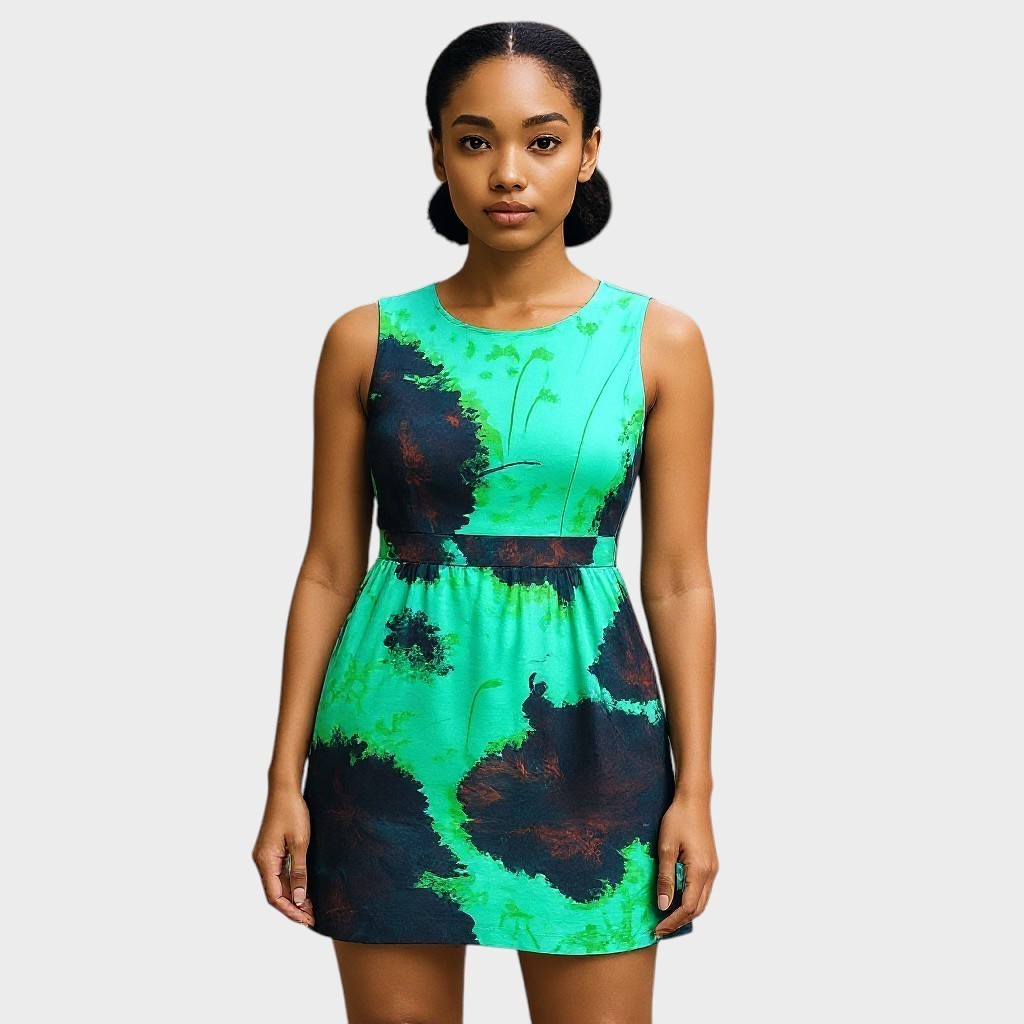 J Crew Dress Womens 8 Green Black Stretch Knit Flattering Modern Chic