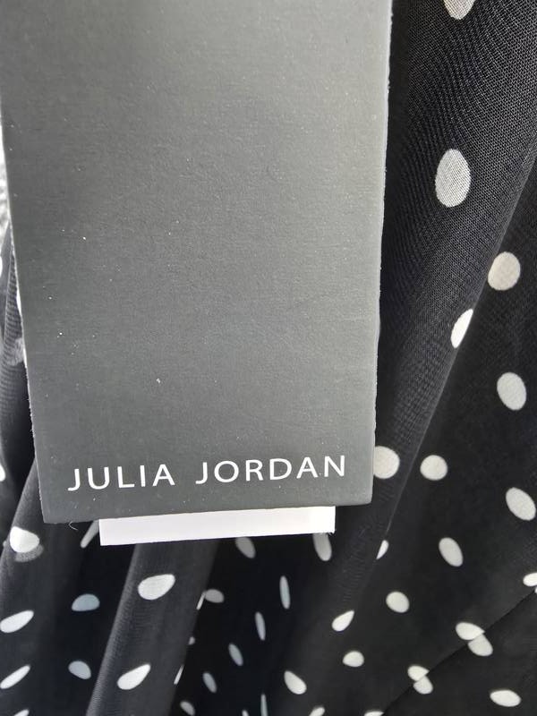 Julia Jordan Tie-Strap Ruffle-Tier Maxi Dress Women’s XL Black White Polka Dots