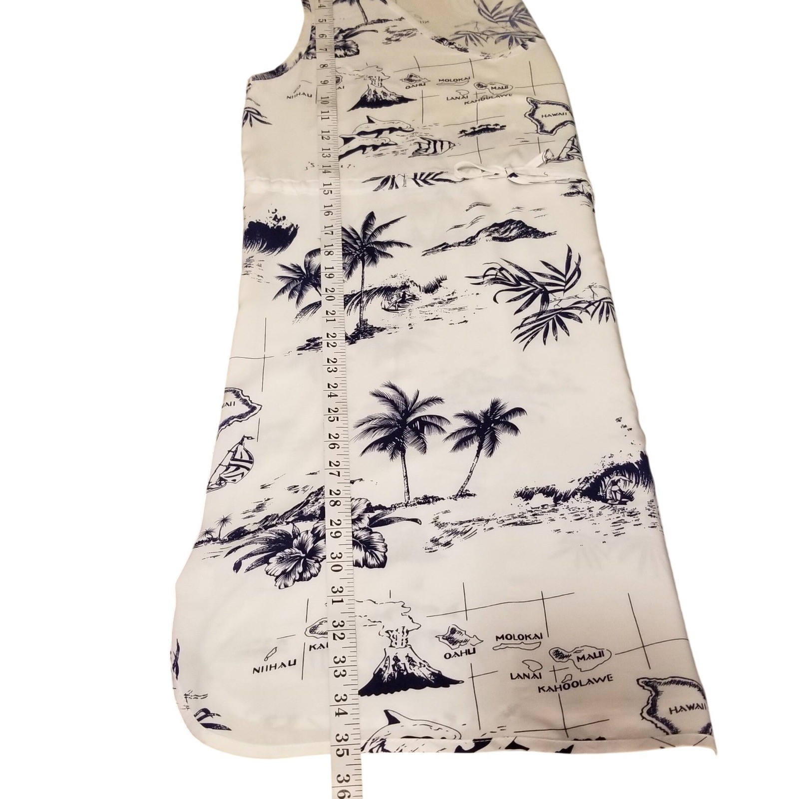 Palmwave Hawaii Islands Map V Neck Sleeveless Drawstring Dress *NO SIZE*