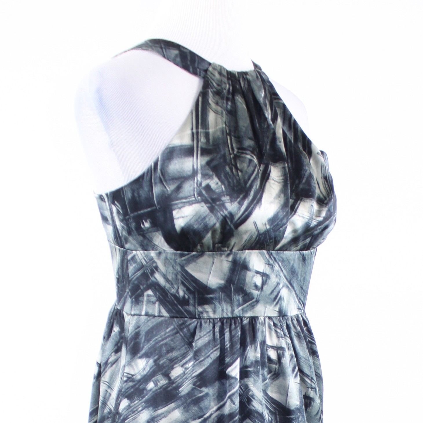 Black white abstract print 100% silk MARTIN + OSA sleeveless A-line dress 0