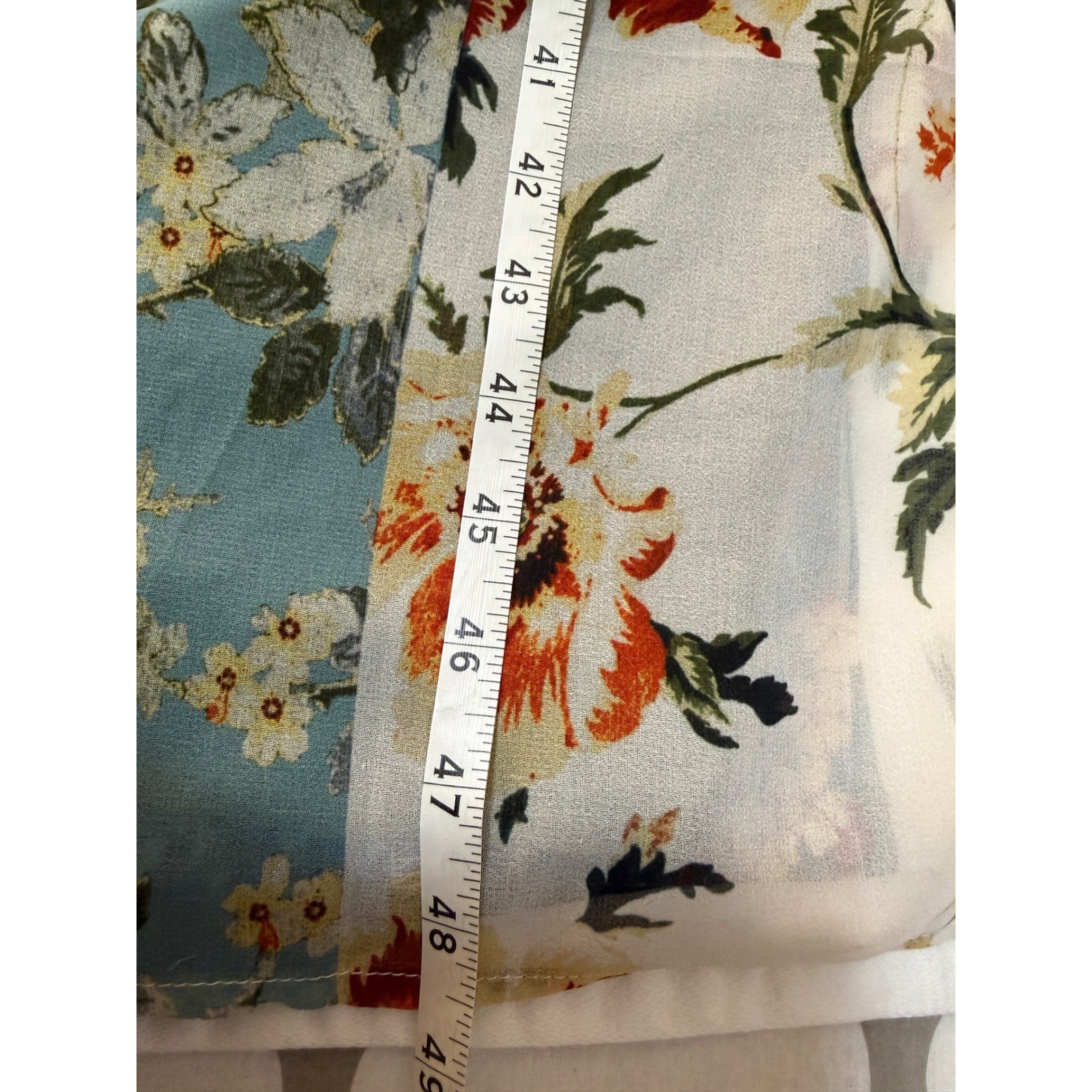 Suzanne Betro XL Mixed Floral Patchwork Midi Dress Flutter Sleeve Blue Cream