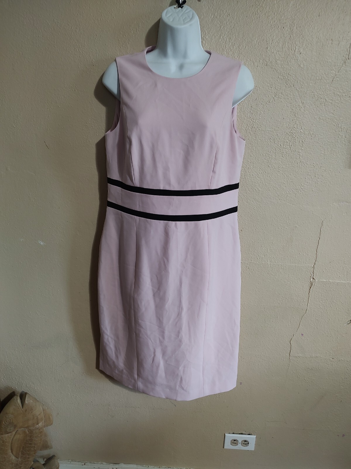 Black Label Classic 60’s Pink & Black Pencil Sheath Dress SZ Medium Large
