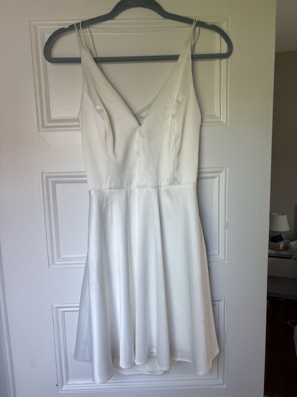 Lulus Believe in Love White Strappy Backless Skater Mini White Dress Sz Medium