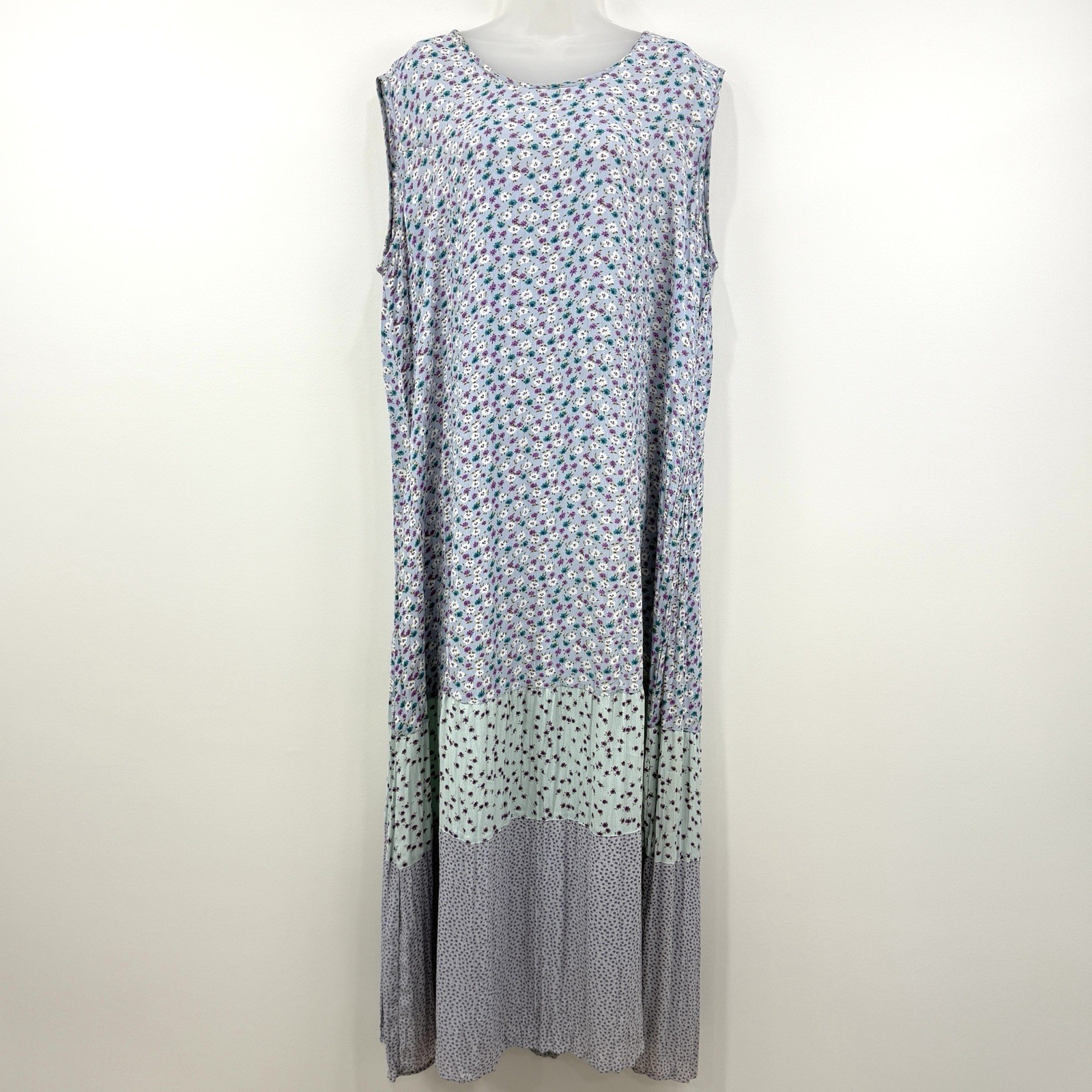 VTG JG Hook Maxi Dress Womens 2X Mixed Media Cottagecore Prairie Country Tiered