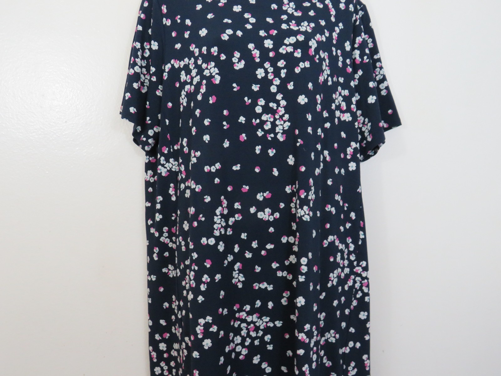 J Jill Size 2X Wearever Floral Shift Dress Pull On Casual Short Sleeve Blue