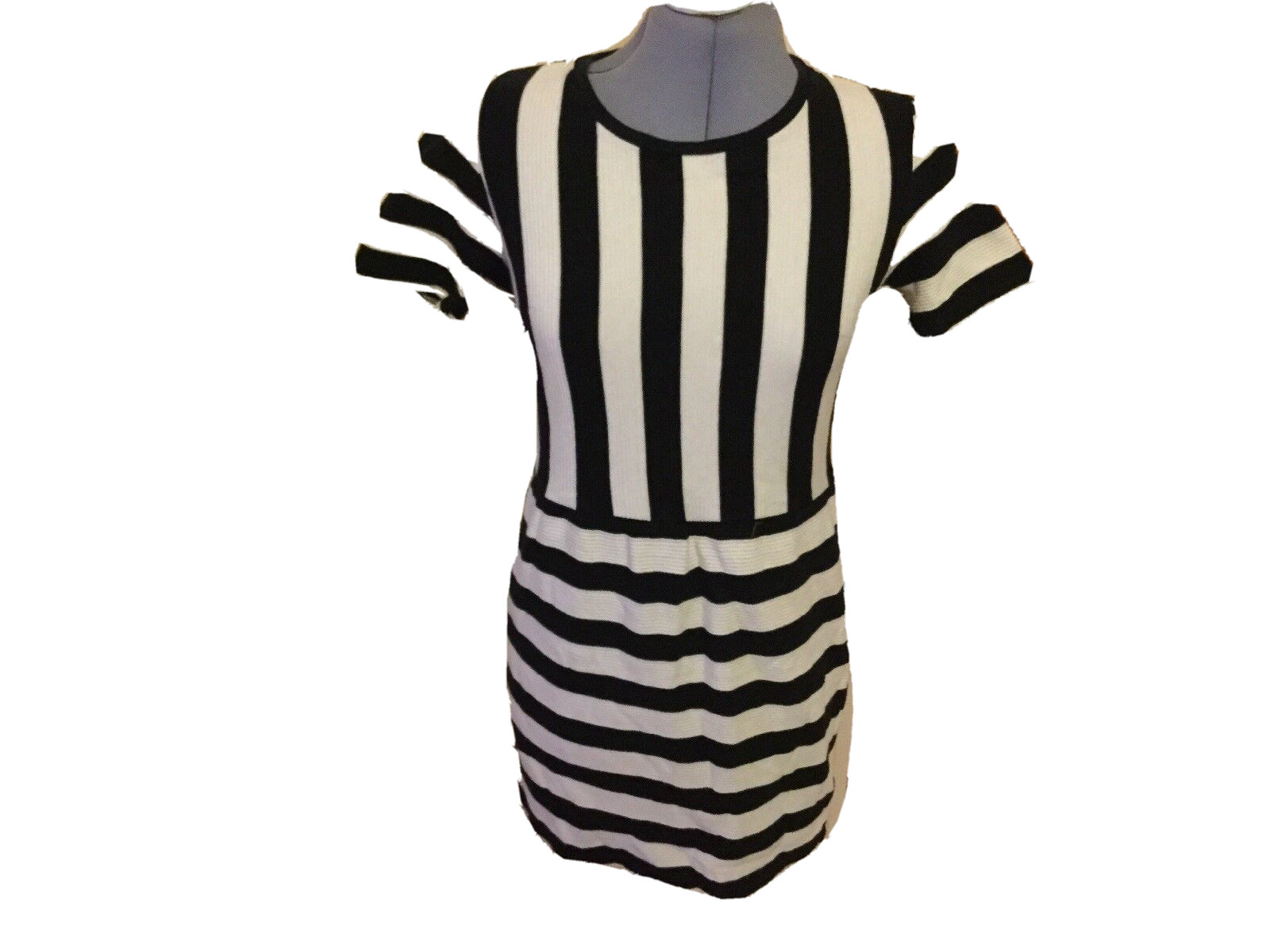 TOPSHOP Black And White Midi Dress U.K. 10 Eur 38 Cotton