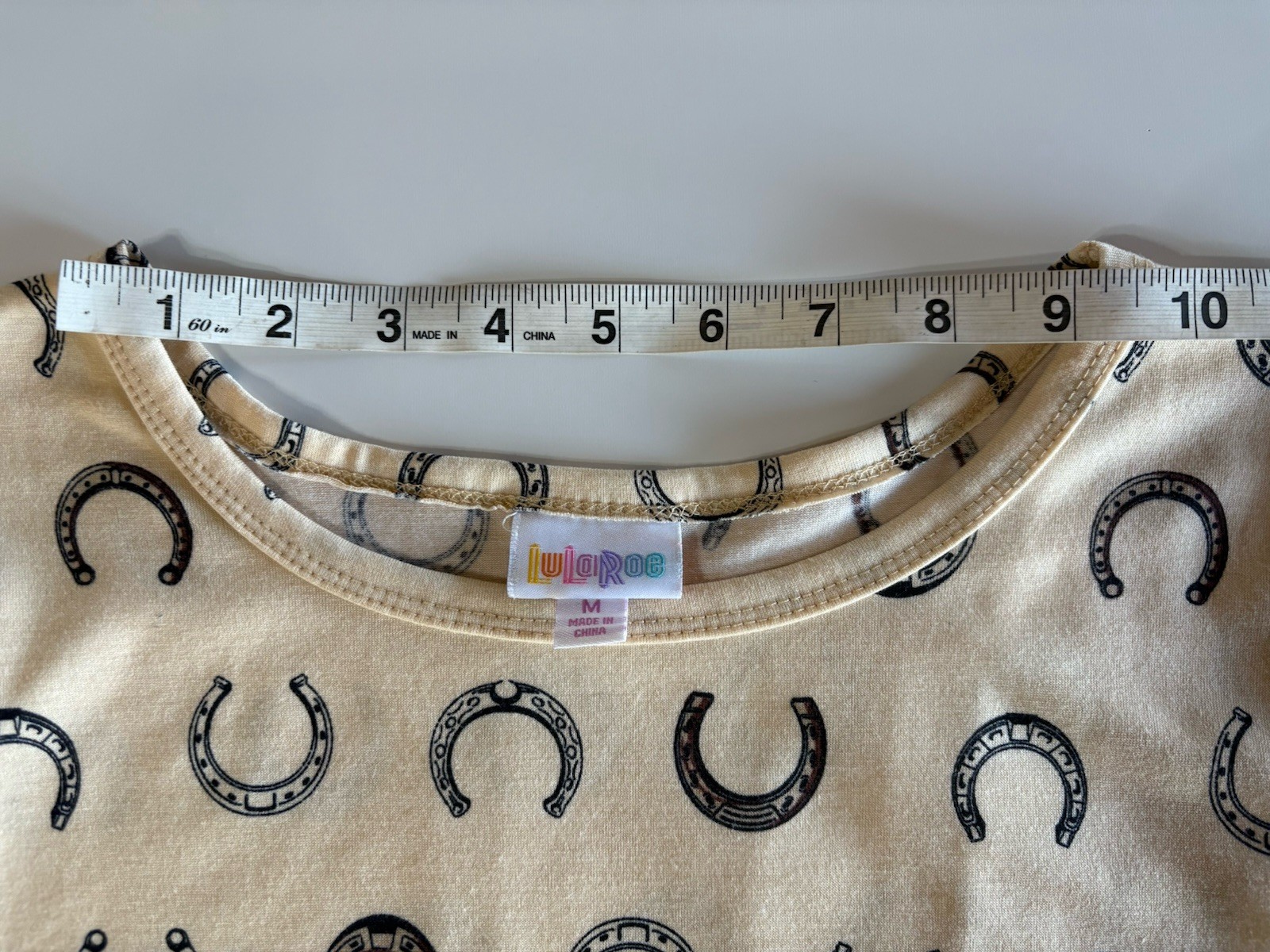 Lularoe Simply Comfortable High Low Women Dress Size M Horse Shoes Western Beige