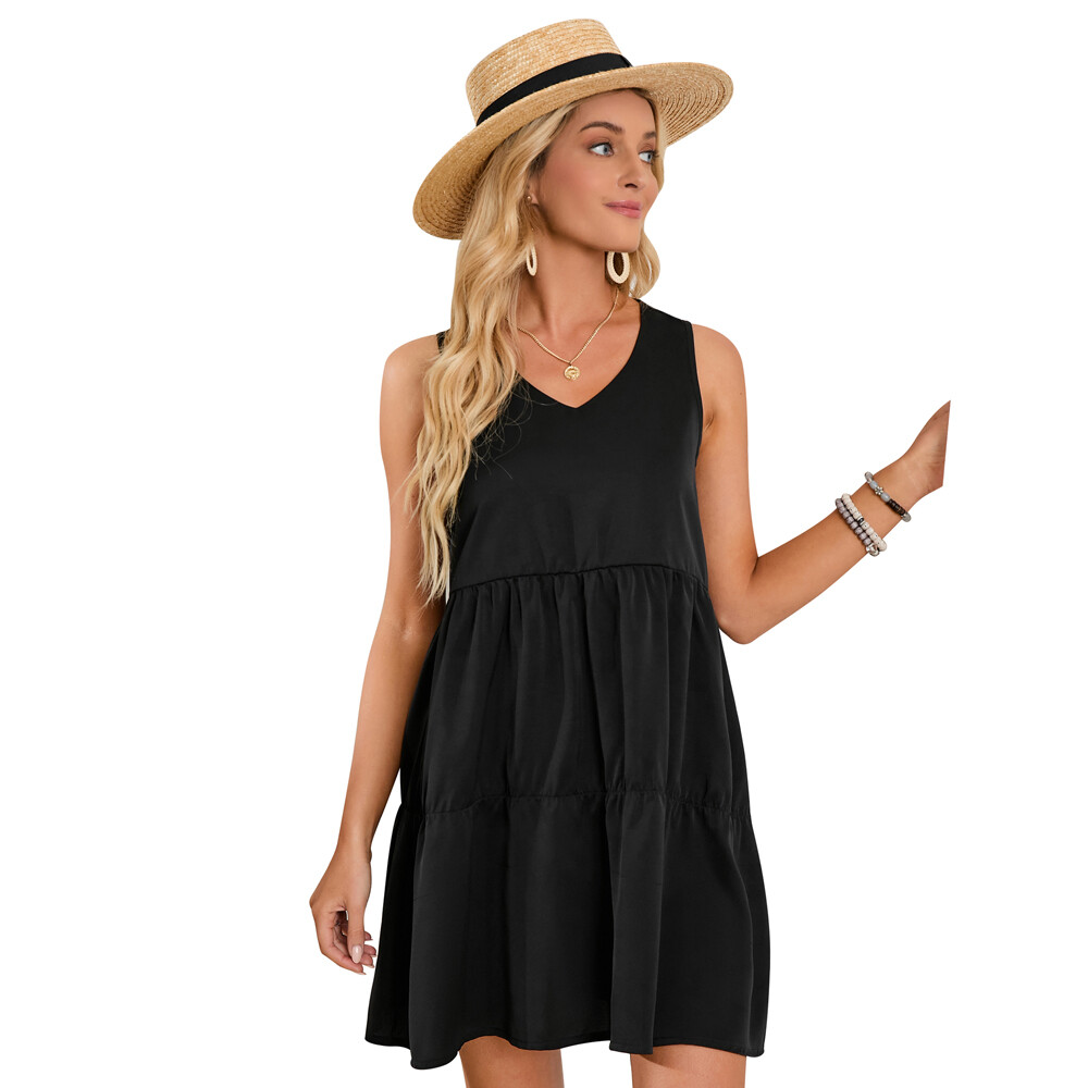 Women’s Summer Sleeveless Dress Casual Loose Flowy Swing Shift Dress Tank Top