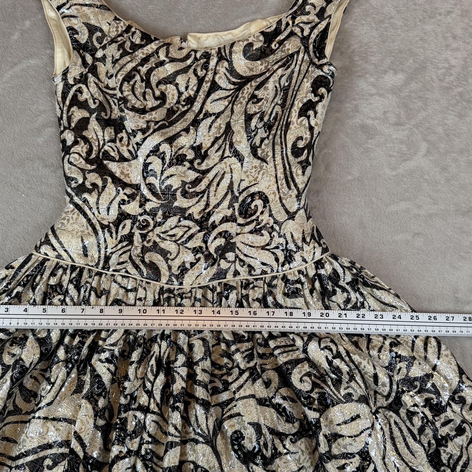 Jenny Packham Dress Womens 10 Black Gold Metallic Brocade Party Cocktail Glam