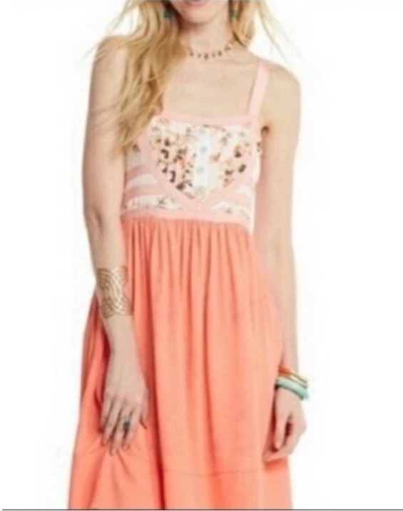 Matilda Jane Honeyed Elegance Dress Womens L Pink Floral Mixed Media Strappy