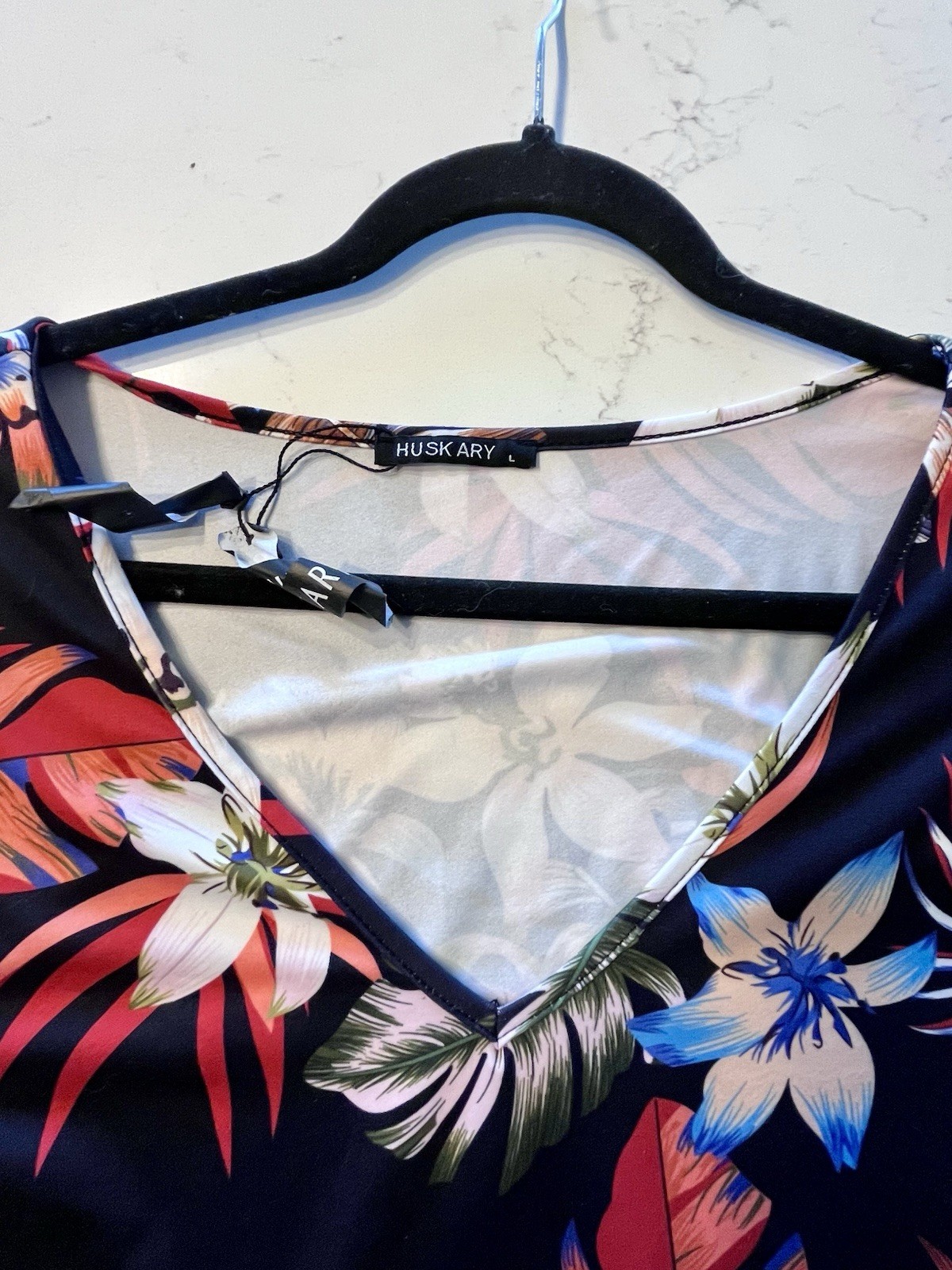 Hawaiian Casual Sleeveless Pullover Dress Black tropical floral size large NWT