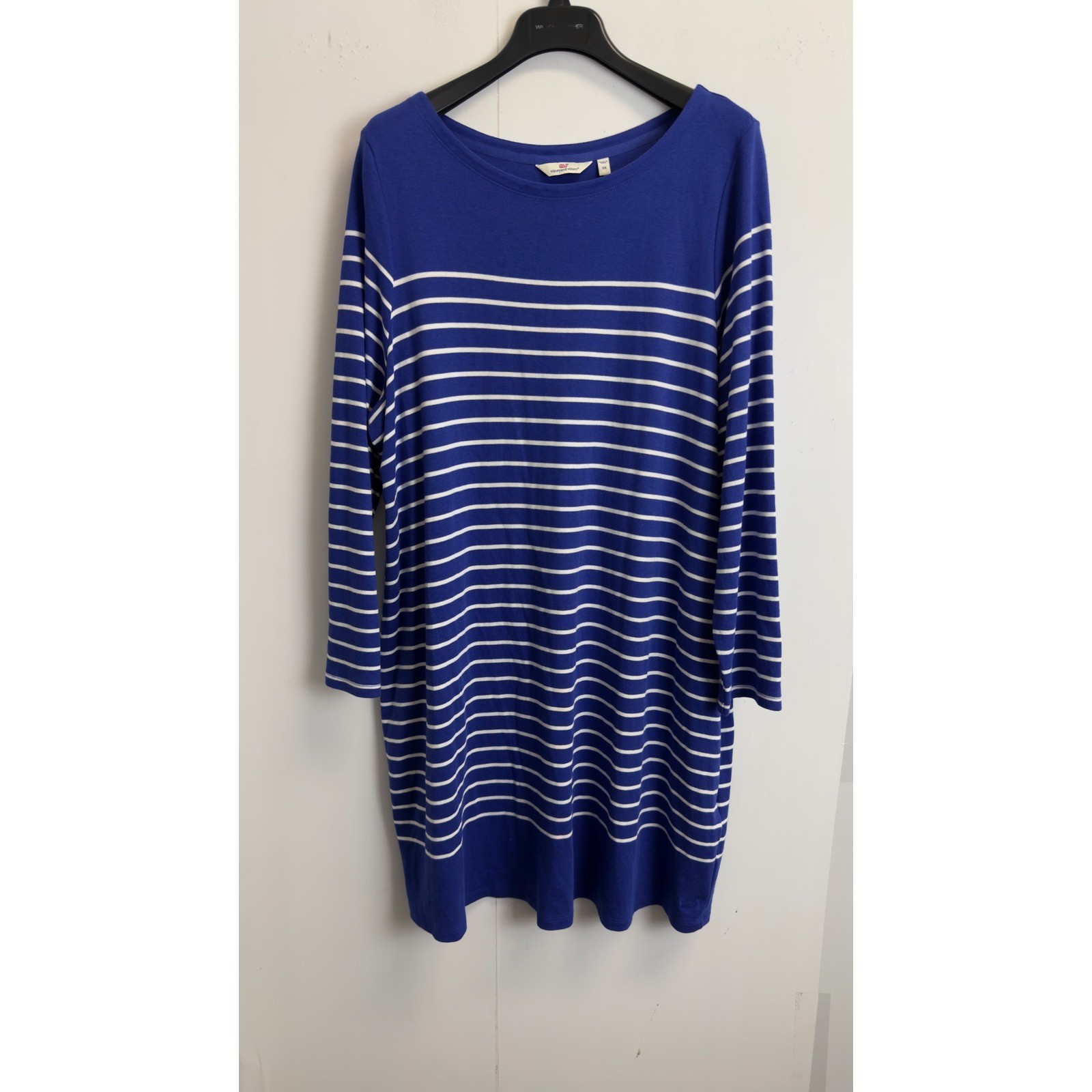 Vineyard Vines Womens 3X Blue White Striped Pima Cotton Modal T-Shirt Dress