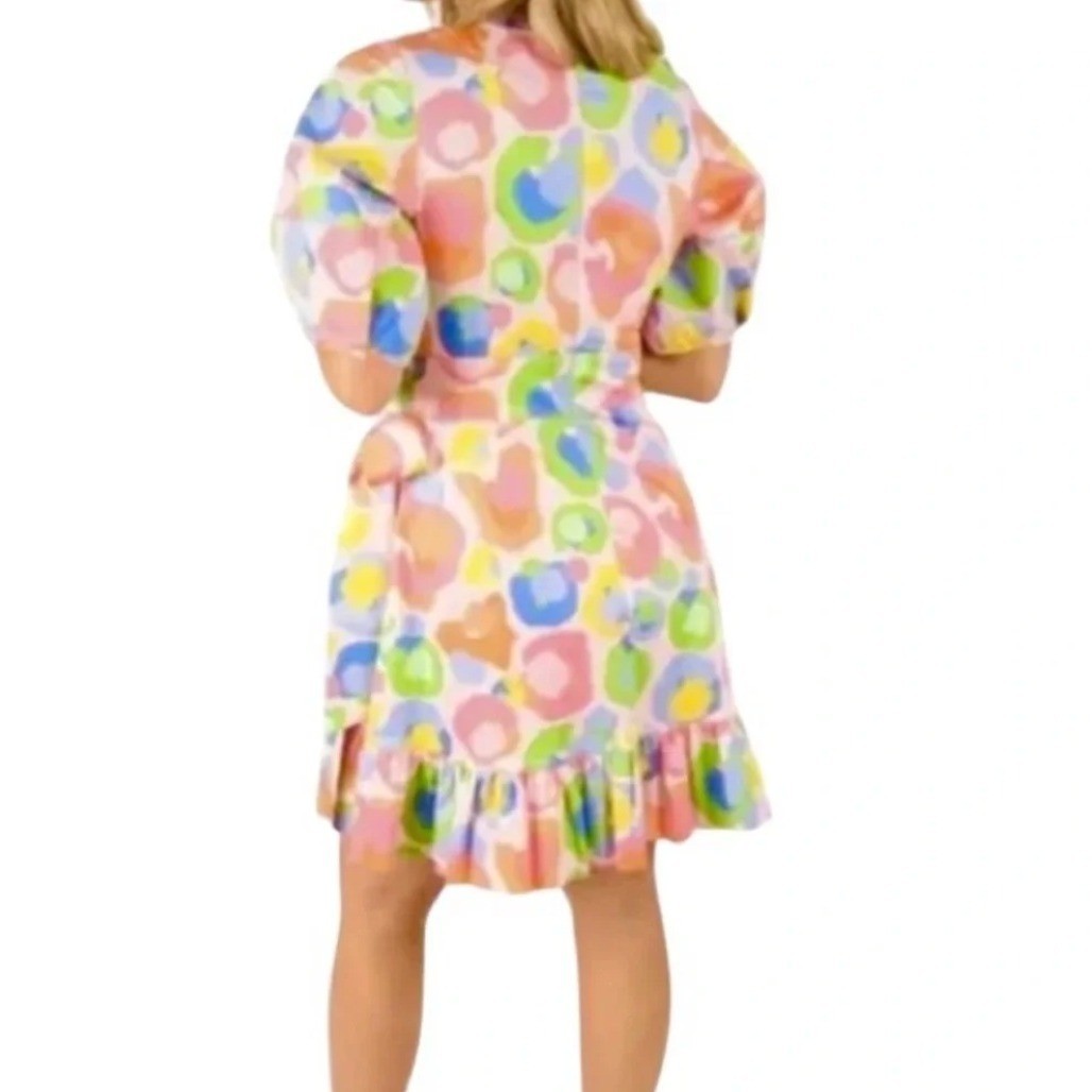 Emily McCarthy Womens Savannah Mini Dress Ruffle Wrap Sz L Party Preppy Spring