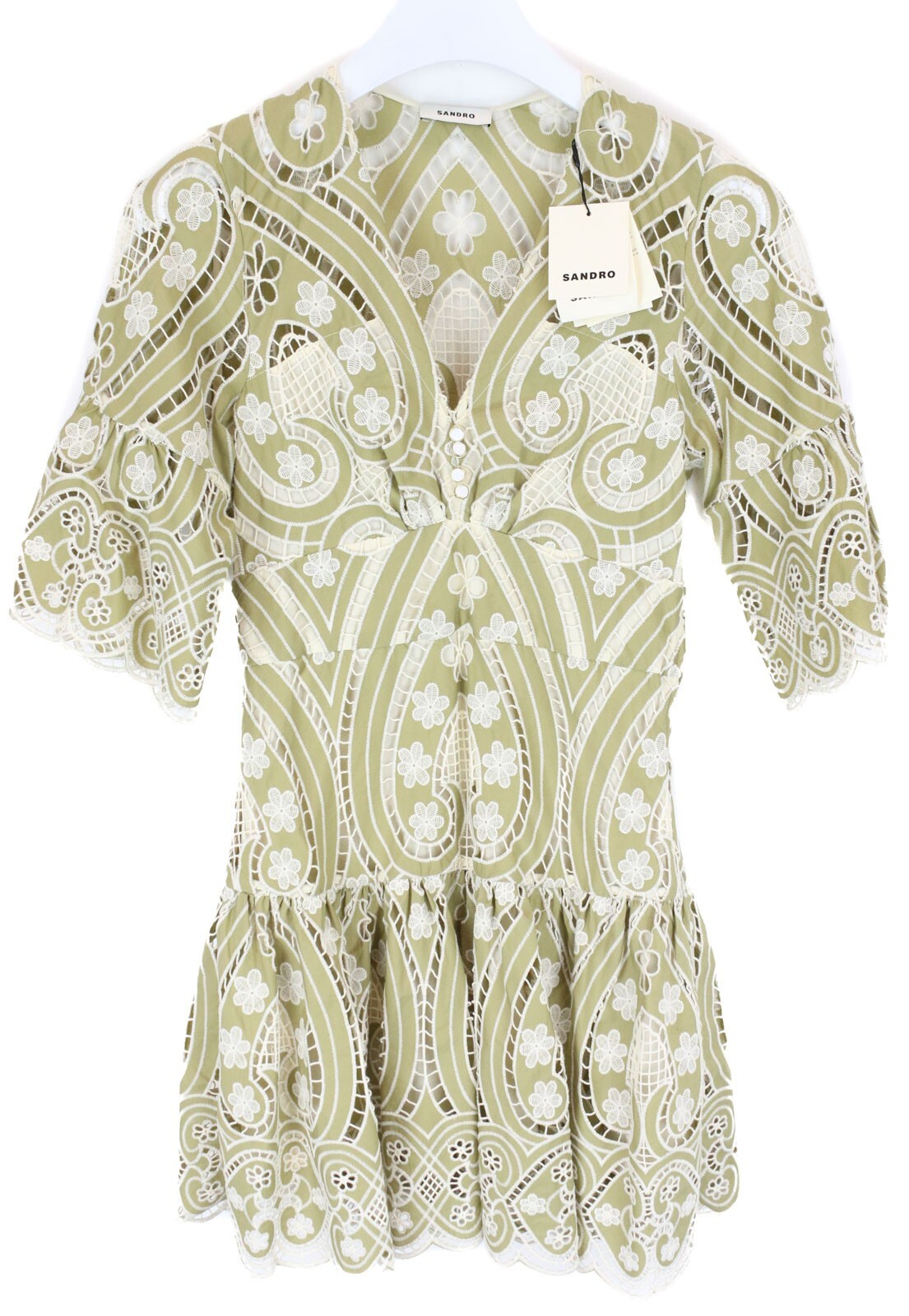 Sandro Drew Dress Womens (EU) 36 Embroidered Guipure Lace Mini