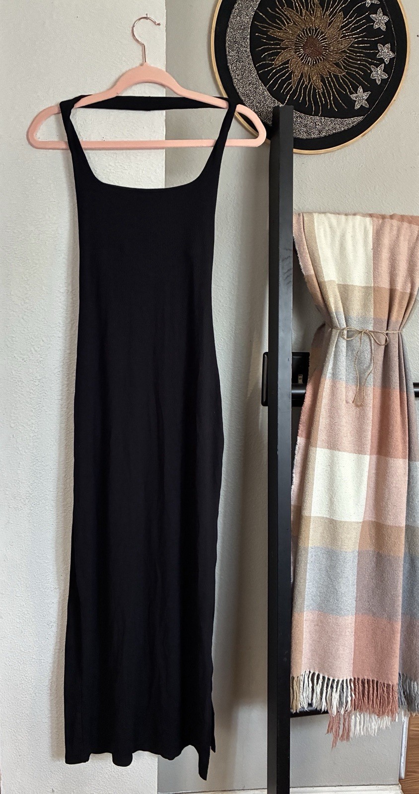 L*Space: Black Body-con Halter Dress Maxi Ribbed Stretchy Casual New With Tags