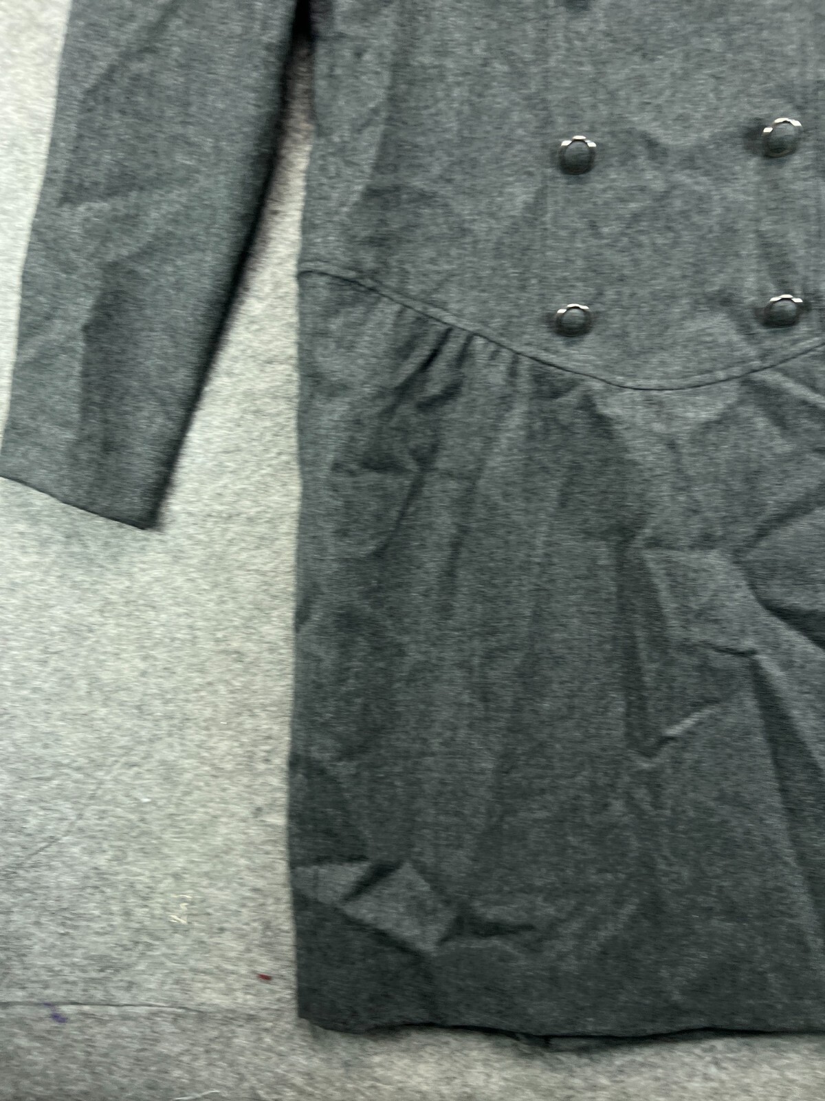 Vtg Adele Simpson 100% Wool Sheath Dress Womens 4 Gray Sailor Buttons Long Sleev