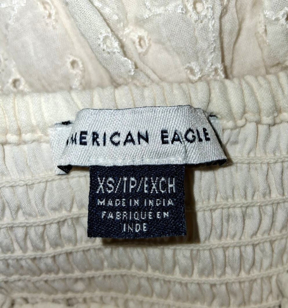 American Eagle Cream Off White Lace Ruffled Long Maxi Sun Dress Size XS Summer