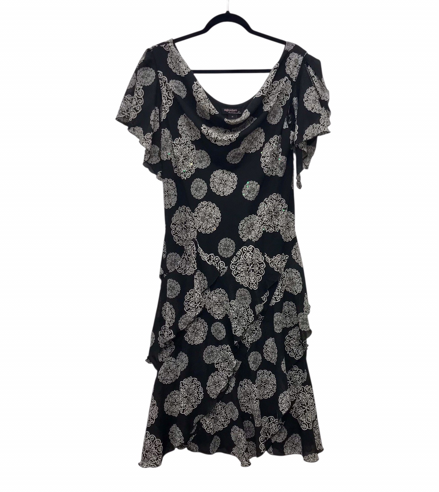VTG 90’s Y2K Robbie Bee Ruffle Midi Dress Sequins Beaded Whimsi Fairy Sz 14