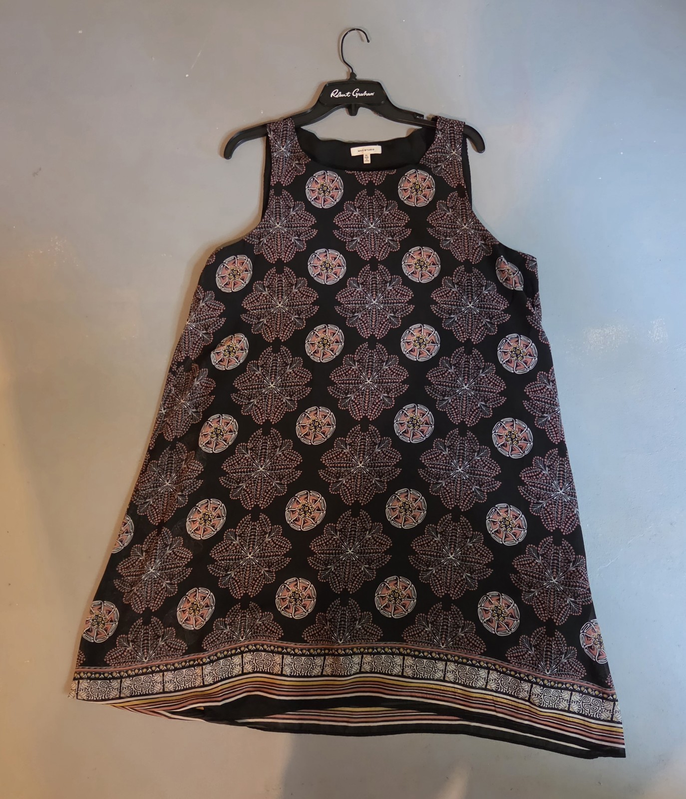 ​Max Studio Geometric Medallion Border Print Sleeveless Shift Dress Size XL