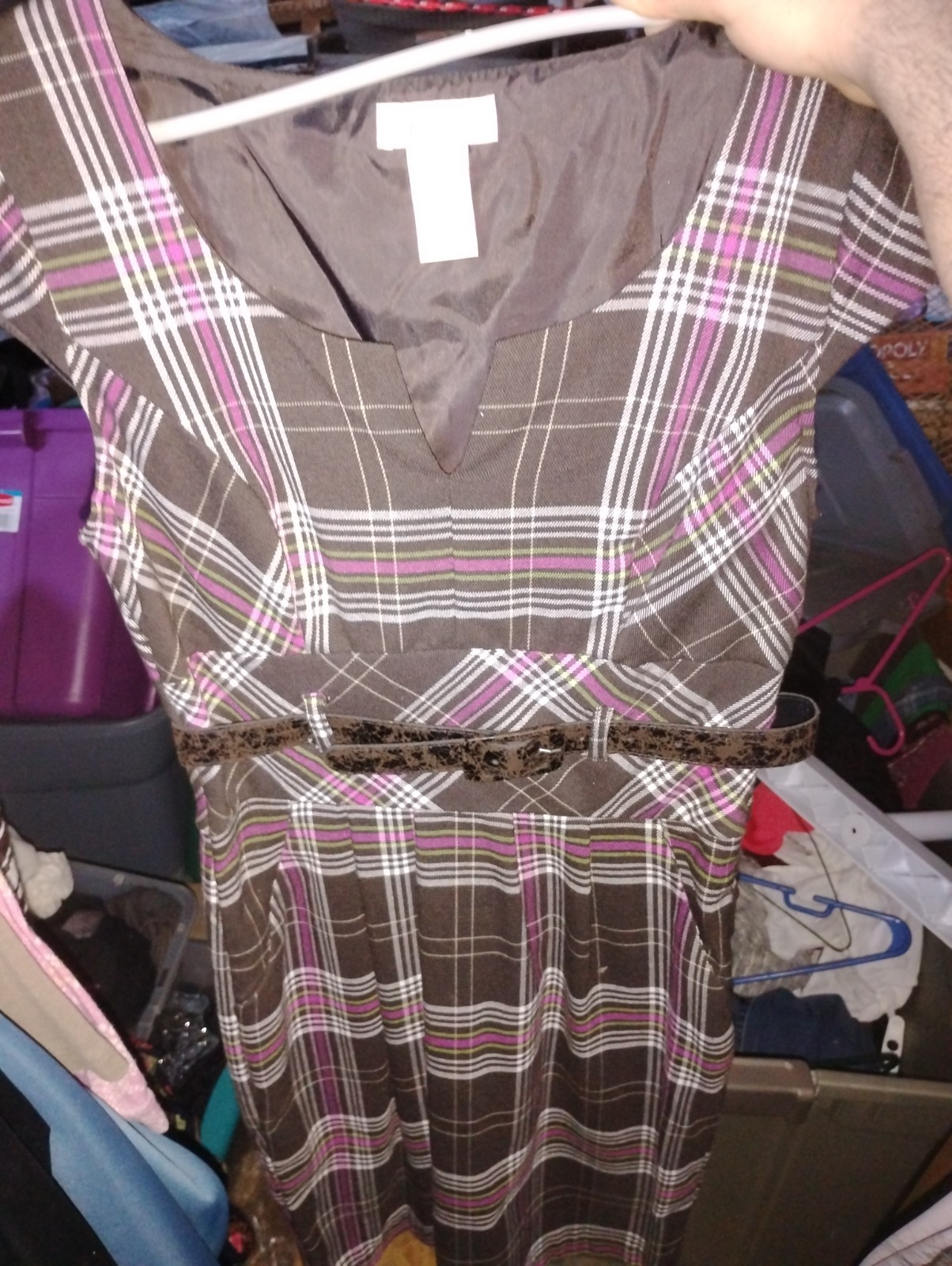 size 3 candie’s plaid belted dress vintage distressed belt y2k preppy