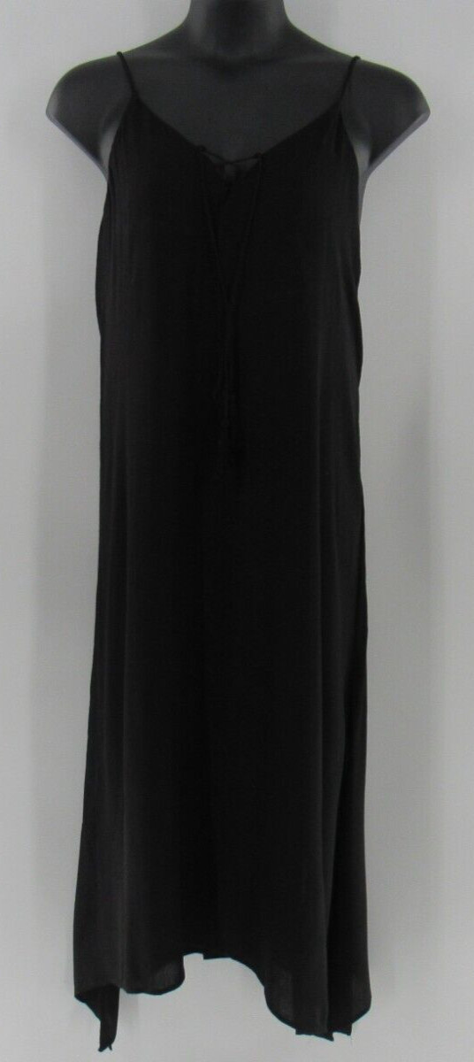 Plus Size Women’s Ambiance Apparel Black Solid Asymmetrical Maxi Dress Sz 3X New