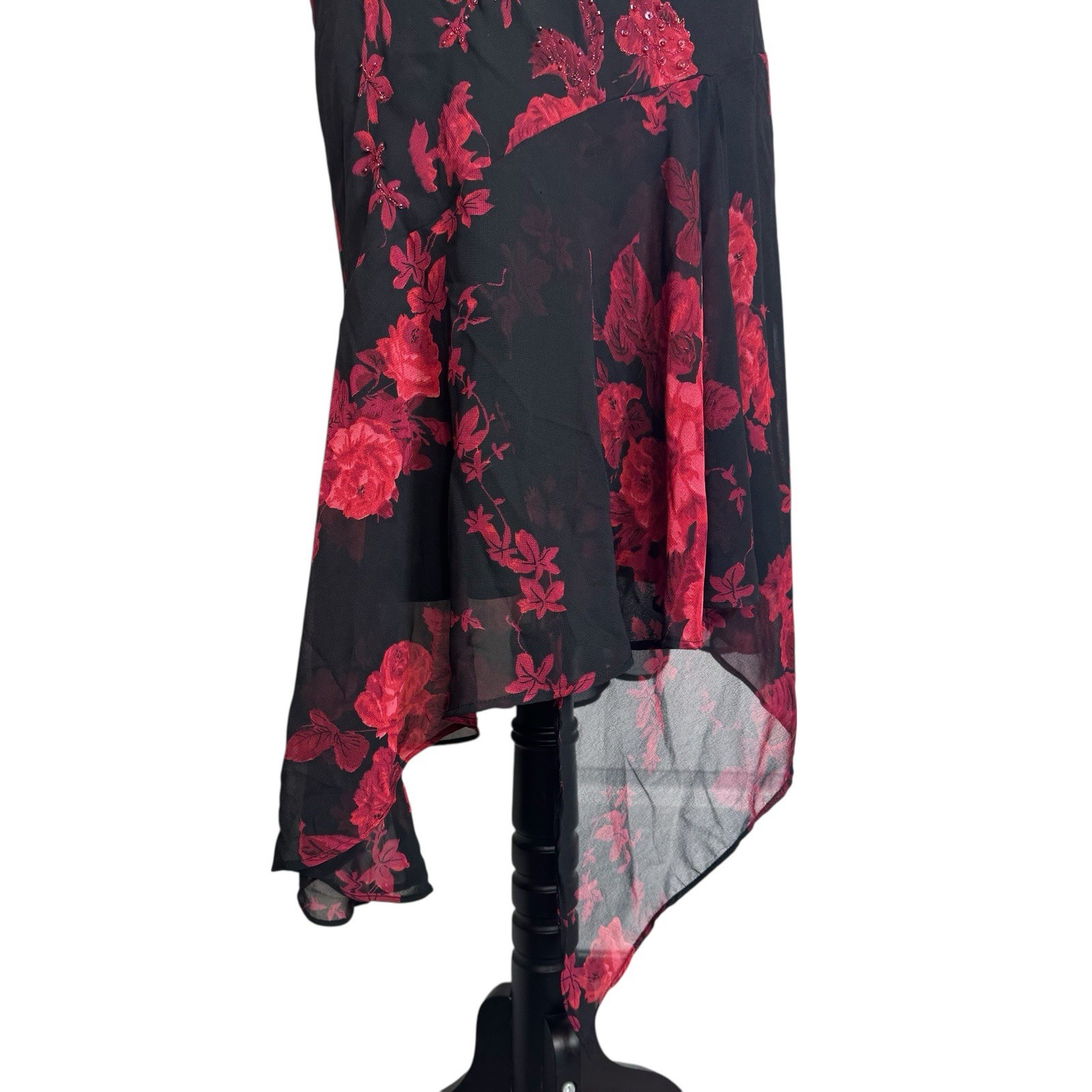 Connected Apparel Dress Y2K Sheer Floral Beaded Grunge Fairy Whimsygoth Size S