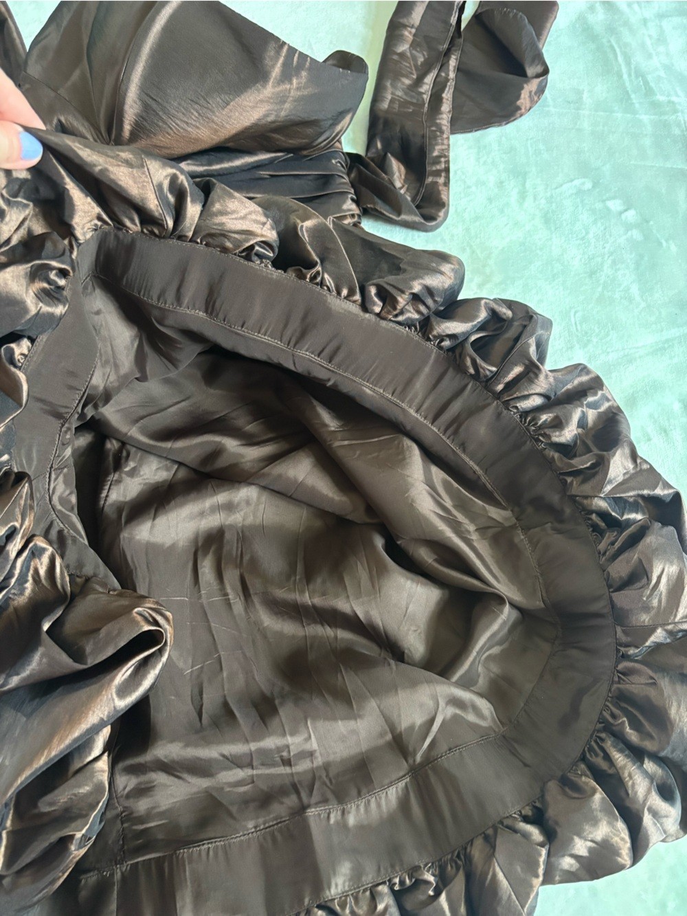 Bill Levkoff Tafetta Strapless Pleated Ruched Bubble Cocktail Dress Y2K Size12
