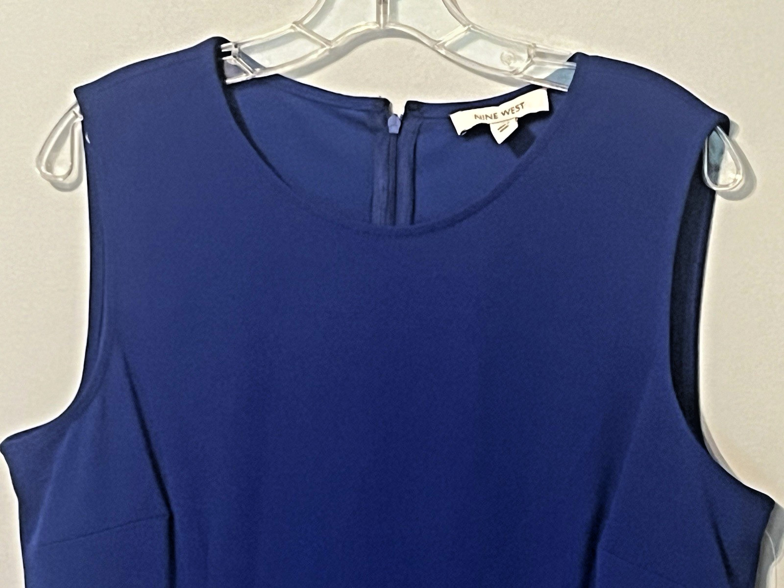 NWT Women’s Nine West Blue Sleeveless Dress W/ Buckle Back Zipper Sz 14