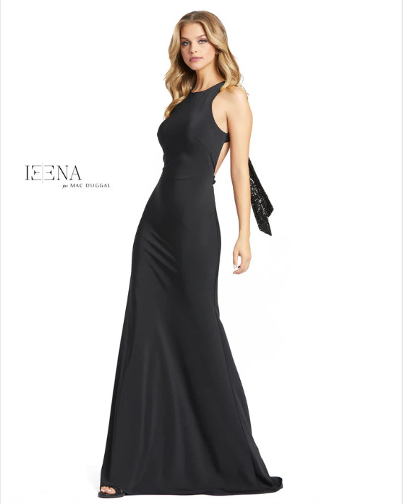 MAC DUGGAL 26262I EXPOSED BACK SEQUIN BOW BLACK GOWN sz 6