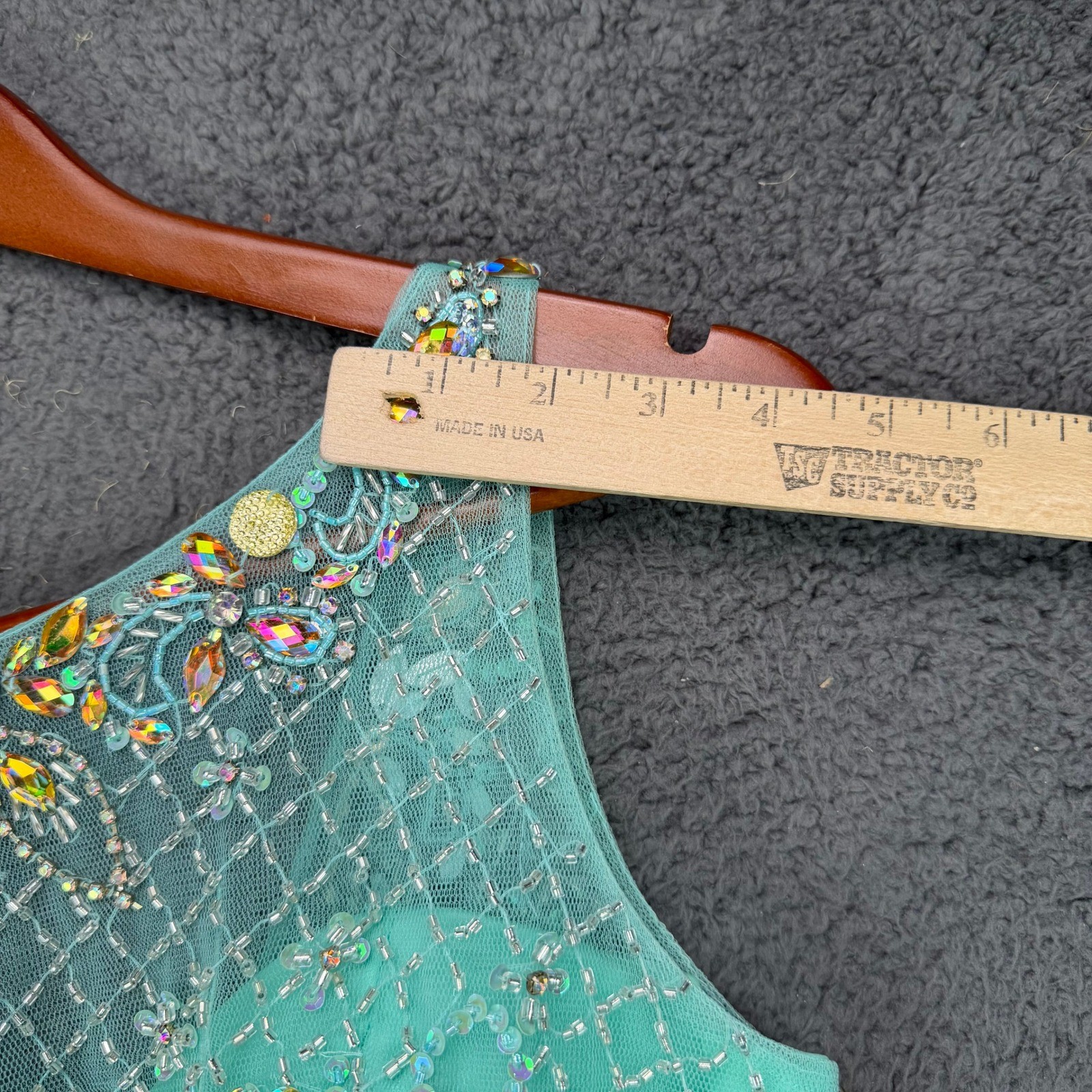 Dancing Queen 8806 Mint Green Beaded Rhinestone Fit & Flare Mini Dress Womens S