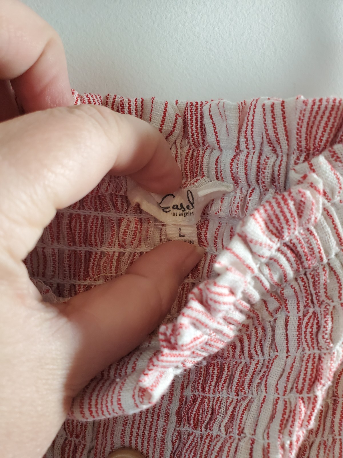 Easel Botique Pink Striped Button Detailed Smocked Dress Size Large