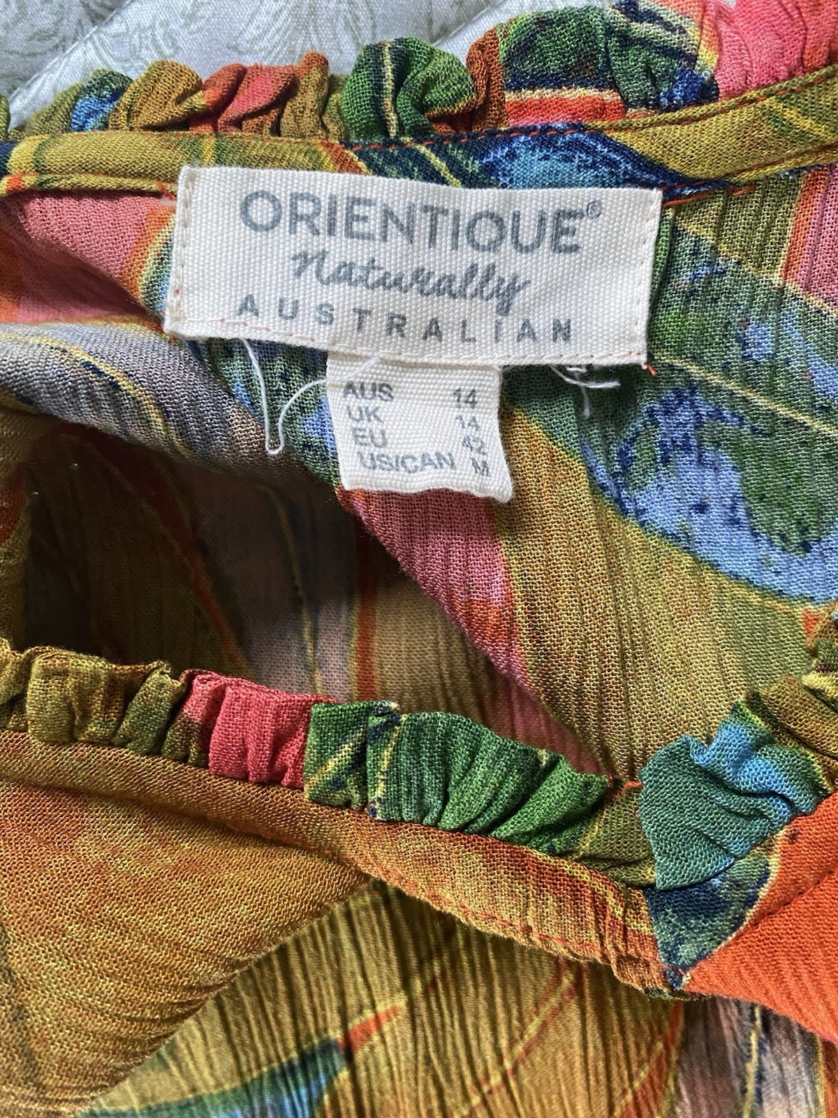 Orientique Naturally Australian Multicolored Tropical Floral Dress M Oversized