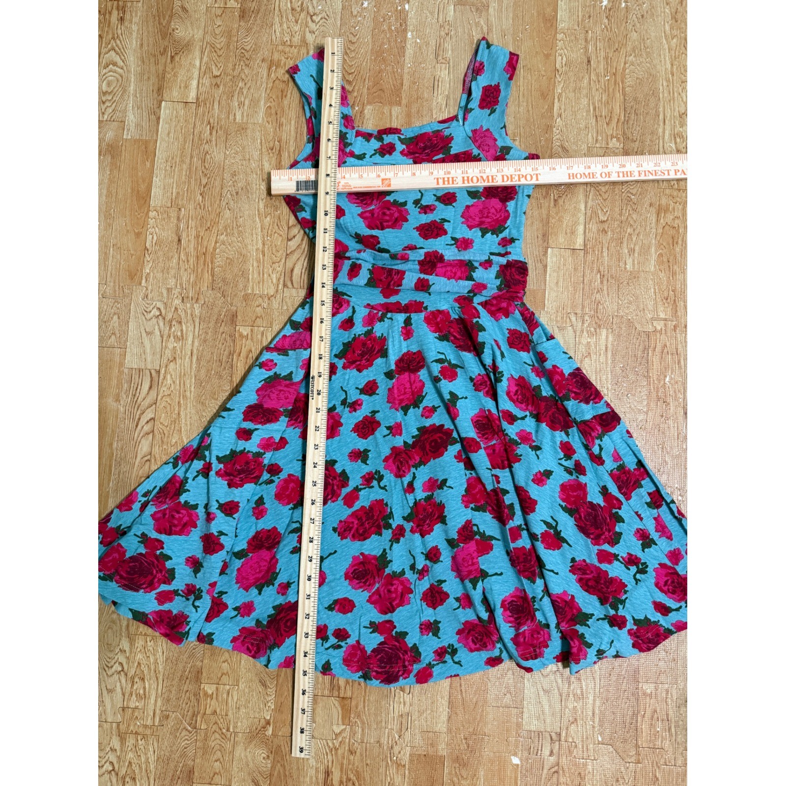 Modcloth Effie’s Heart Turquoise Rose Dress, Small NWOT