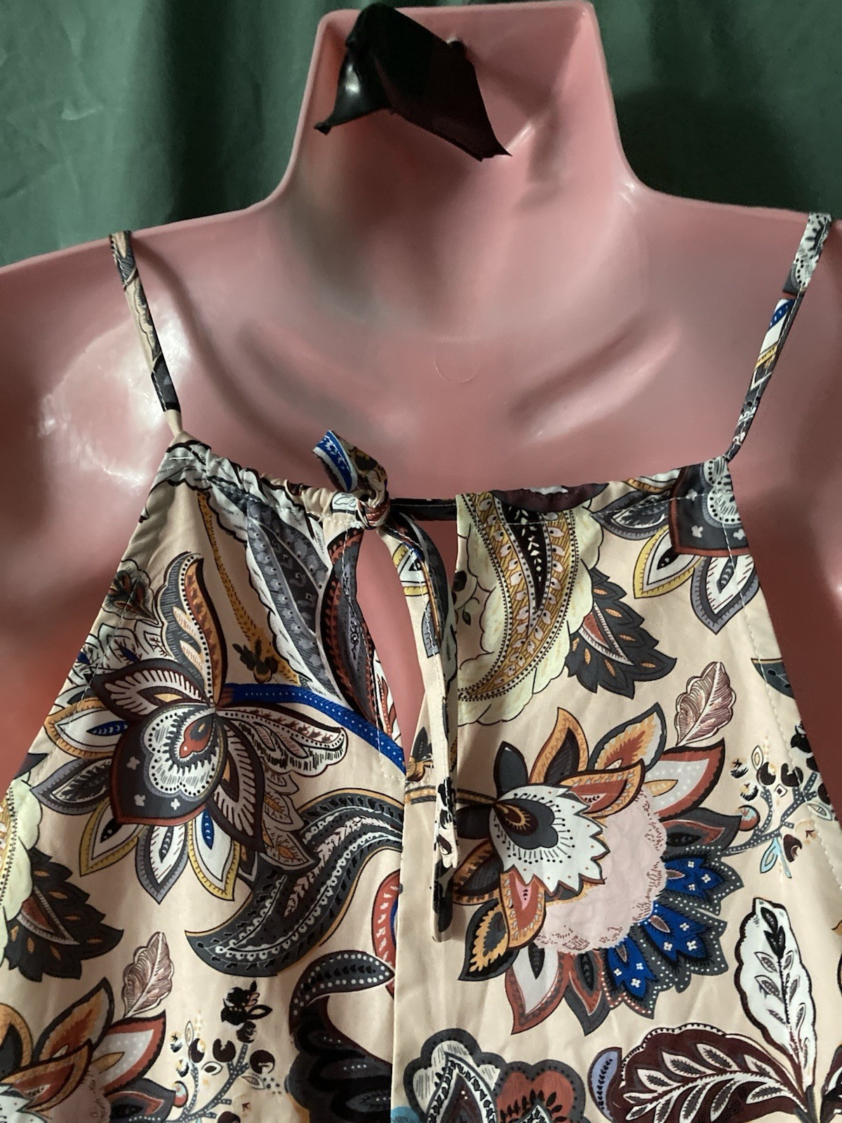 Ladies Multi & Cream Mix Floral Print Summer Dress Tassel Hem Size S 10-12 BNIB