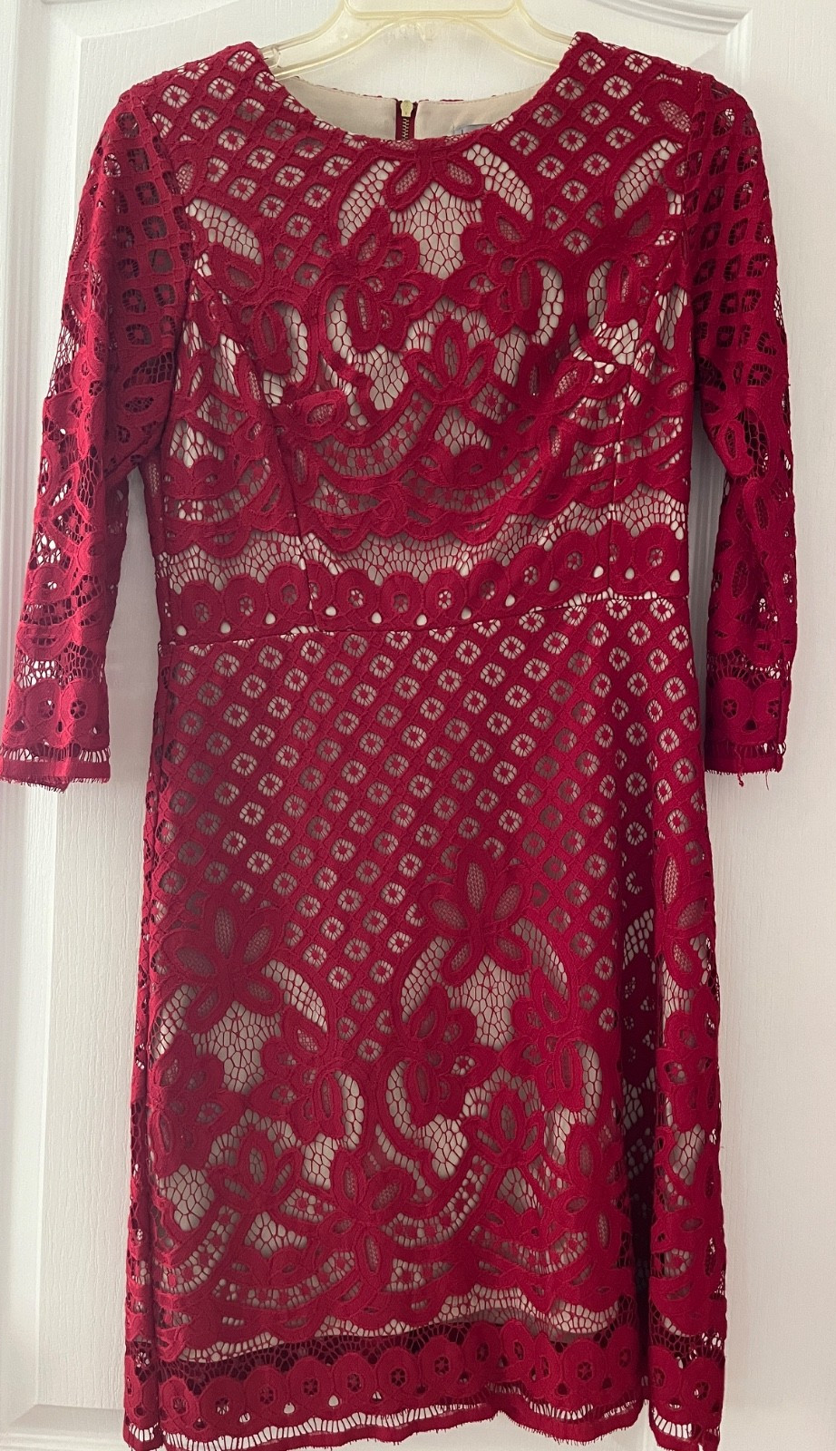 Danny & Nicole lace lined fit & flare RED DRESS women size 6 waist 29-30 inches
